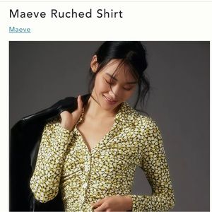 MAEVE RUCHED SHIRT (NWT) - Yellow Motif (Sm)
